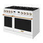 THOR Kitchen Contemporary 48" 7.6 cu. ft. Natural Gas Range with Convection Oven in White with Bronze Accents, ARG48W-BRZ