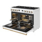 THOR Kitchen Contemporary 48" 7.6 cu. ft. Natural Gas Range with Convection Oven in White with Bronze Accents, ARG48W-BRZ
