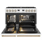 THOR Kitchen Contemporary 48" 7.6 cu. ft. Natural Gas Range with Convection Oven in White with Bronze Accents, ARG48W-BRZ