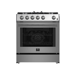 FORNO Espresso Package - 30" Gas Range and 36" Refrigerator with Ice Maker in Stainless Steel