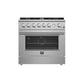 FORNO Marco 36" 5.36 cu.ft. Gas Range with 6 Burners and Built-In Temperature Gauge, FFSGS6277-36
