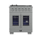 FORNO Capriasca 30" 4.32 cu. ft. French Door Gas Range with 5 Brass Burners, Air Fryer Kit, Rotisserie Kit, Wok Support & Griddle in Stainless Steel, FFSGS6460-30
