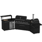FORNO Outdoor Kitchen Set - Gas Grill with 4 Burners, Gas Pizza Oven, Sink Module/Beverage Center with Black Sintered Stone Countertop