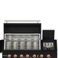 FORNO Outdoor Kitchen Set - Gas Grill with 4 Burners, Gas Pizza Oven, Sink Module/Beverage Center with Black Sintered Stone Countertop