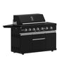 FORNO Outdoor Kitchen Set - Gas Grill with 4 Burners, Gas Pizza Oven, Sink Module/Beverage Center with Black Sintered Stone Countertop