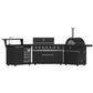 FORNO Outdoor Kitchen Set - Gas Grill with 4 Burners, Gas Pizza Oven, Sink Module/Beverage Center with Black Sintered Stone Countertop