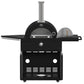 FORNO Outdoor Kitchen Set - Gas Grill with 4 Burners, Gas Pizza Oven, Sink Module/Beverage Center with Black Sintered Stone Countertop