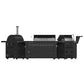 FORNO All’Aperto Outdoor Kitchen Set - 99,600 BTU Gas Grill with 5 Burners + Side Burner, Gas Pizza Oven, Sink Module/Beverage Center with Black Sintered Stone Countertop