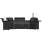 FORNO All’Aperto Outdoor Kitchen Set - 99,600 BTU Gas Grill with 5 Burners + Side Burner, Gas Pizza Oven, Sink Module/Beverage Center with Black Sintered Stone Countertop