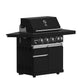 FORNO All’Aperto Outdoor Kitchen - 62,600 BTU BBQ with 3 Stainless-Steel Burners & Infrared Burners & Sink Module with Black Sintered Stone Countertops, Bar & Beverage Center