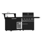 FORNO All’Aperto Outdoor Kitchen - 62,600 BTU BBQ with 3 Stainless-Steel Burners & Infrared Burners & Sink Module with Black Sintered Stone Countertops, Bar & Beverage Center