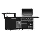 FORNO All’Aperto Outdoor Kitchen - 62,600 BTU BBQ with 3 Stainless-Steel Burners & Infrared Burners & Sink Module with Black Sintered Stone Countertops, Bar & Beverage Center