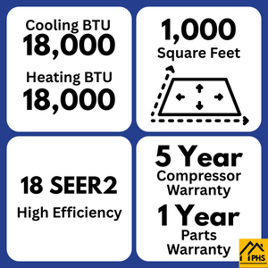 BHI 18,000 BTU 18 SEER2 Ductless Mini Split Air Conditioner with Heat Pump 230V with 13 ft. or 25 ft. Line Set, BHI-CH-18K230V-US