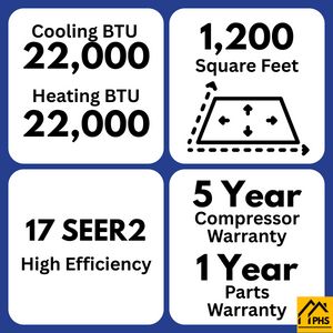 BHI 22,000 BTU 17 SEER Ductless Mini Split Air Conditioner with Heat Pump 230V 16 ft. or 25 ft. Line Set, BHI-T17-24K230V-US