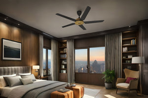 Big Ass Fans Speakeasy 60" Ceiling Fan in Black with Brushed Brass Hub