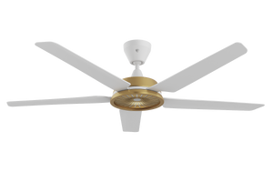 Big Ass Fans Speakeasy 60" Ceiling Fan in White with Brushed Brass Hub