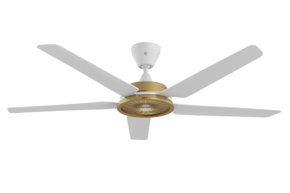 Big Ass Fans Speakeasy 60" Ceiling Fan in White with Brushed Brass Hub