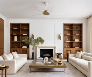 Big Ass Fans Speakeasy 60" Ceiling Fan in White with Brushed Brass Hub