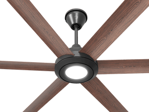 Big Ass Fans 72" Bison Ceiling Fan with Walnut Blades and Black Finish with LED Light