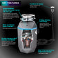 FORNO ACQUA BrightDiamond Black Onyx 3/4 HP Ultra-Quiet Garbage Disposal with Motion Sensor Light & Pre-Wired Air Switch