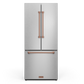 Gordon Ramsay by THOR Kitchen 30" 17.5 cu. ft. French Door Counter Depth Refrigerator with Ice Maker in Stainless Steel with Rose Gold Accents, RF3017FFD99-RSG