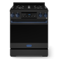 Gordon Ramsay by THOR Kitchen 30" 4.55 cu. ft. Professional Propane Gas Range with Tilt Panel Touch Control and Self-Clean in Matte Black with Navy Blue Accents, RSG30BLP-BLU