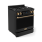 Gordon Ramsay by THOR Kitchen 30" 4.55 cu. ft. Professional Propane Gas Range with Tilt Panel Touch Control and Self-Clean in Matte Black with Bronze Accents, RSG30BLP-BRZ