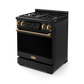 Gordon Ramsay by THOR Kitchen 30" 4.55 cu. ft. Professional Propane Gas Range with Tilt Panel Touch Control and Self-Clean in Matte Black with Bronze Accents, RSG30BLP-BRZ
