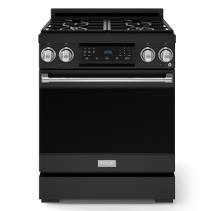 Gordon Ramsay by THOR Kitchen 30" 4.55 cu. ft. Professional Natural Gas Range with Tilt Panel Touch Control and Self-Clean in Matte Black with Stainless Steel Accents, RSG30B-SS