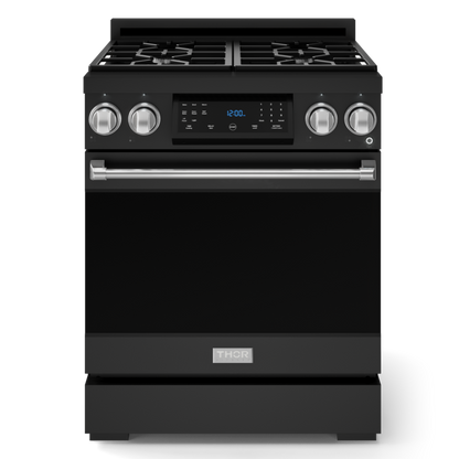 Gordon Ramsay by THOR Kitchen 30" 4.55 cu. ft. Professional Natural Gas Range with Tilt Panel Touch Control and Self-Clean in Matte Black with Stainless Steel Accents, RSG30B-SS