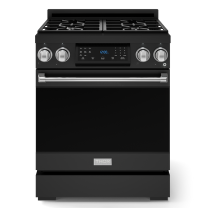 Gordon Ramsay by THOR Kitchen 30" 4.55 cu. ft. Professional Propane Gas Range with Tilt Panel Touch Control and Self-Clean in Matte Black with Stainless Steel Accents, RSG30BLP-SS