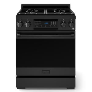 Gordon Ramsay by THOR Kitchen 30" 4.55 cu. ft. Professional Natural Gas Range with Tilt Panel Touch Control and Self-Clean in Matte Black, RSG30B