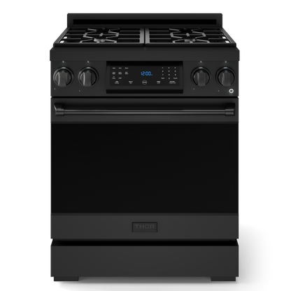 Gordon Ramsay by THOR Kitchen 30" 4.55 cu. ft. Professional Natural Gas Range with Tilt Panel Touch Control and Self-Clean in Matte Black, RSG30B