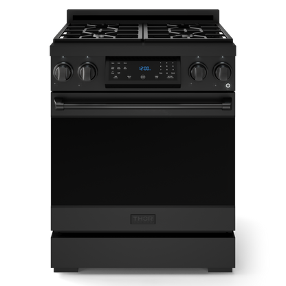 Gordon Ramsay by THOR Kitchen 30" 4.55 cu. ft. Professional Propane Gas Range with Tilt Panel Touch Control and Self-Clean in Matte Black, RSG30BLP
