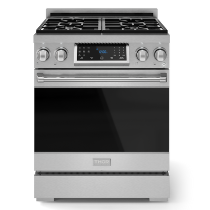 Gordon Ramsay by THOR Kitchen 30" 4.55 cu. ft. Professional Natural Gas Range with Tilt Panel Touch Control and Self-Clean in Stainless Steel, RSG30