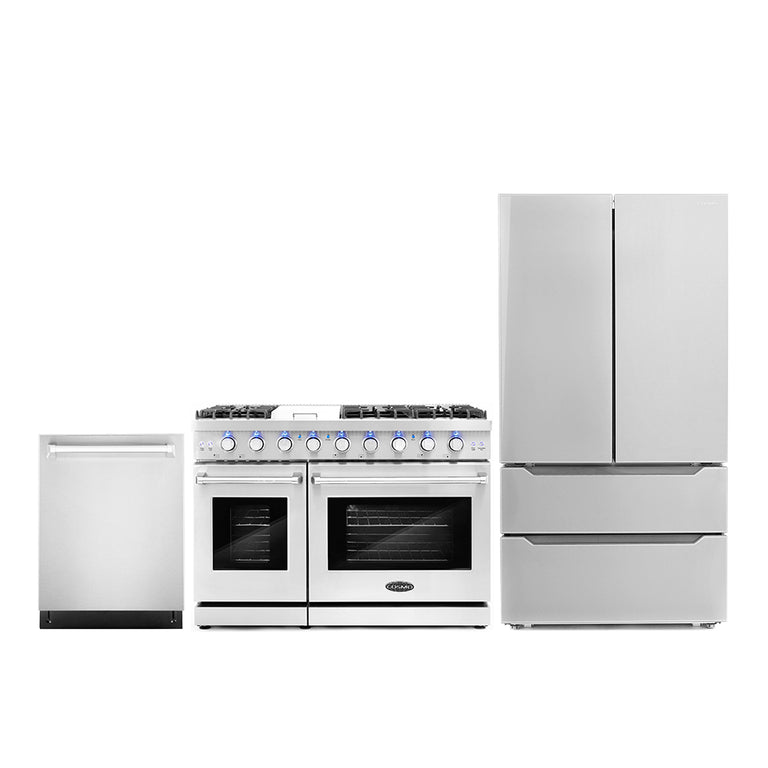 Cosmo Package - 48" Gas Range, Dishwasher and Refrigerator with Ice Maker, COS-3PKG-047