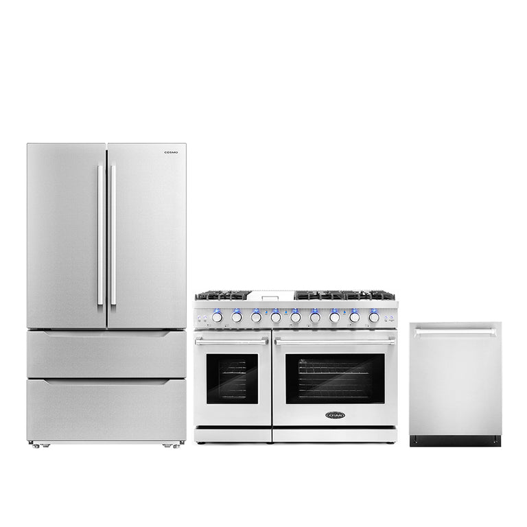 Cosmo Package - 48" Gas Range, Dishwasher and Refrigerator with Ice Maker, COS-3PKG-103
