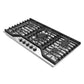 Cosmo Vista Collection 36-Inch Drop-In Gas Cooktop with 5 Sealed Burners, Wok Grate and Cast Iron Grates, Stainless Steel, COS-CTGV365SS