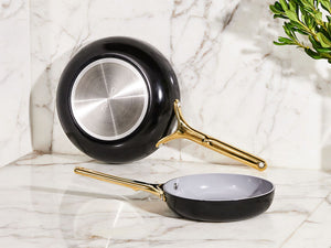 Caraway Fry Pan Duo in Black with Gold Handles