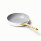 Caraway Fry Pan Duo in White with Gold Handles