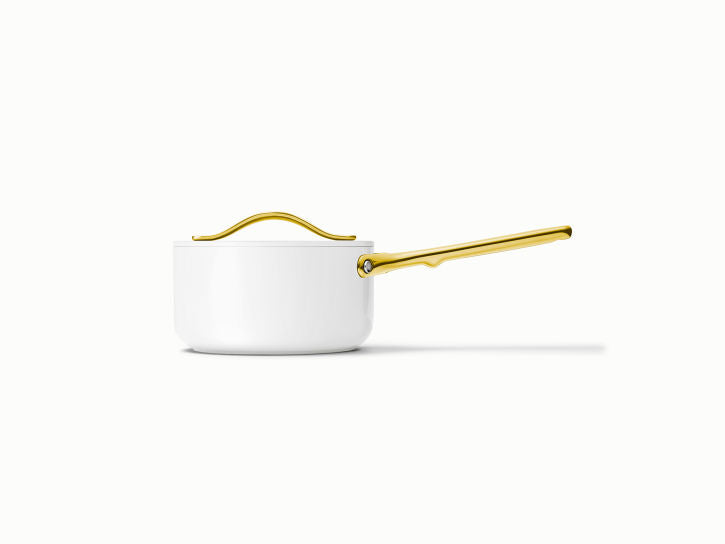 Caraway Mini Duo Cookware Set in White with Gold Handles Premium Home