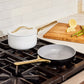 Caraway Mini Duo Cookware Set in White with Gold Handles