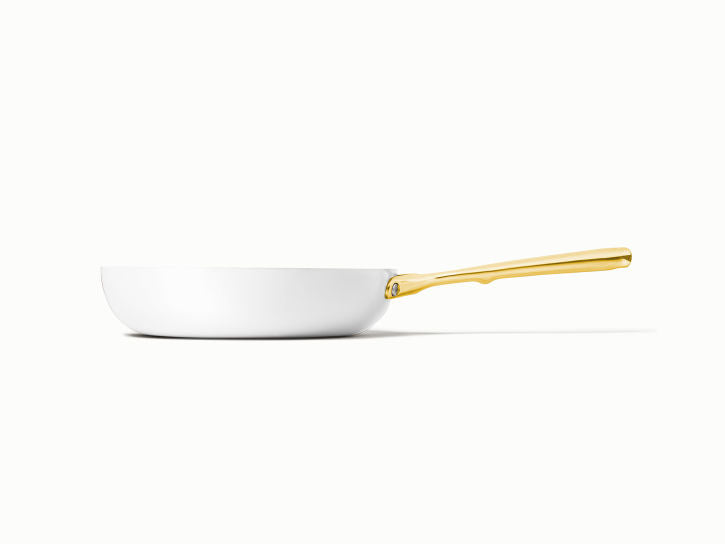 Caraway Fry Pan in White with Gold Handle