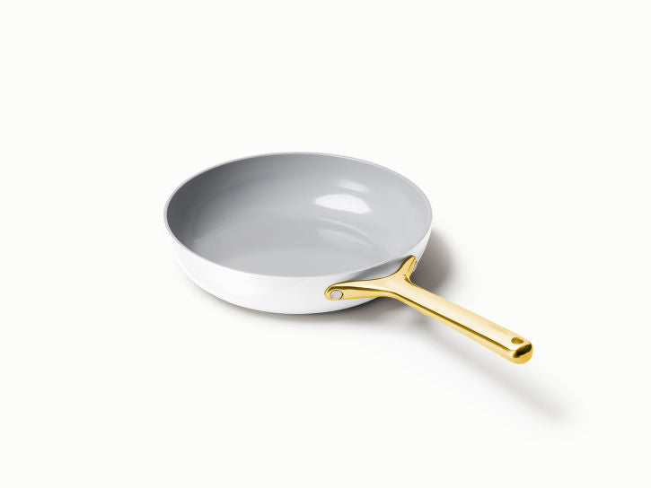 Caraway Fry Pan in White with Gold Handle