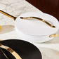 Caraway Sauté Pan in White with Gold Handle