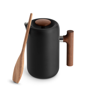 Fellow Clara French Press in Matte Black with Walnut Handle, 24oz