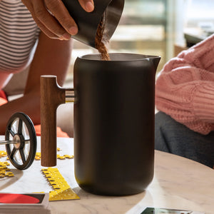 Fellow Clara French Press in Matte Black with Walnut Handle, 24oz