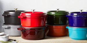 Staub 7 Qt. Cast Iron Dutch Oven in Turquoise, Round Cocottes Series