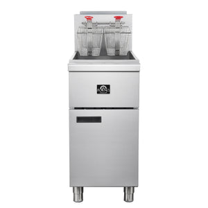 FORNO Commerciale Natural Gas Deep Fryer, 4 Burners, 120,000 BTU, 50lbs Oil Capacity, FCMGF0023