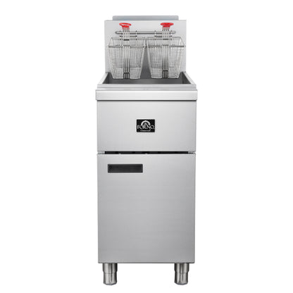 FORNO Commerciale Natural Gas Deep Fryer, 4 Burners, 120,000 BTU, 50lbs Oil Capacity, FCMGF0023